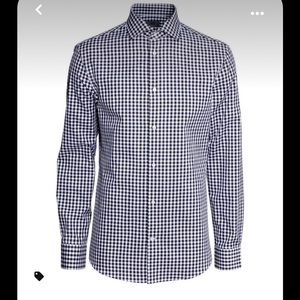 H&M Slim tailored blue checkered Collar Shirt